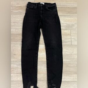 Agolde Stretch High Waist Black Jean Pant Distressed Ankle Skinny SIZE 26